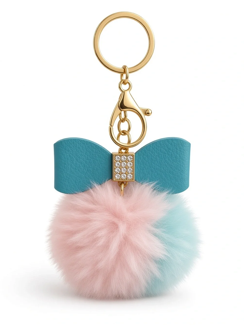 Blue bow Pom Pom charm Keychain